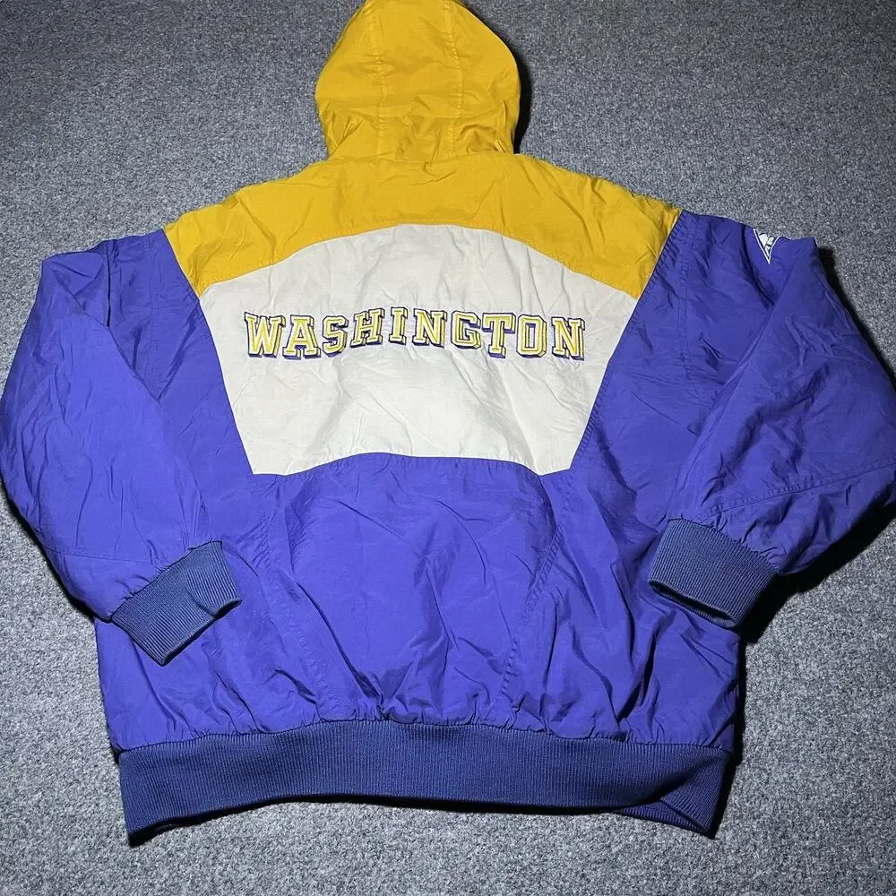 Vintage 90s Washington Huskies Jacket Mens XL Apex One Hooded Logo Full Zip